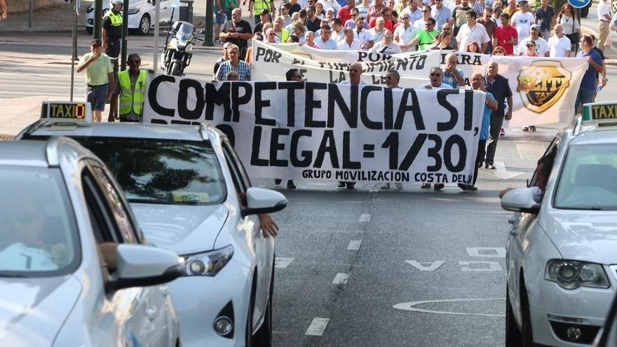 Movilización del sector del taxi en Málaga el pasado mes de septiembre.