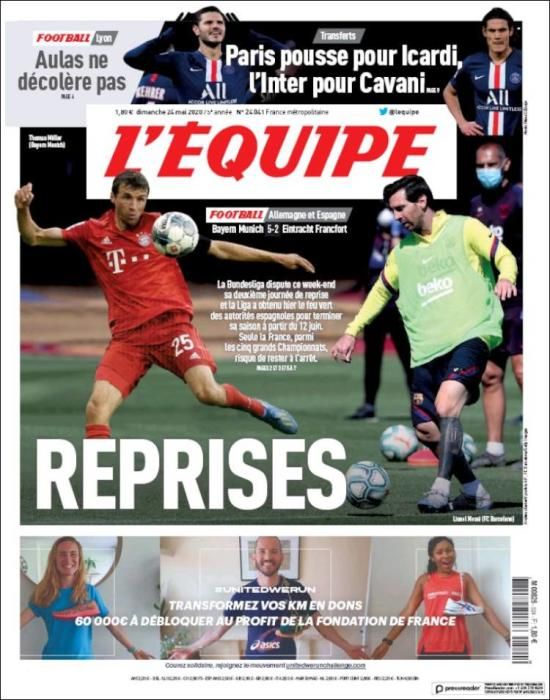 Portada L'ÉQUIPE domingo 24 mayo 2020