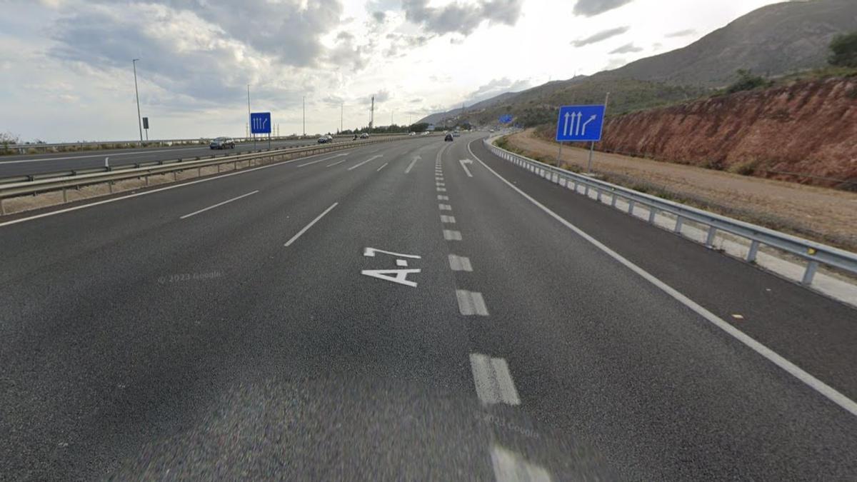 A7 a la altura de la salida del Arroyo de la Miel