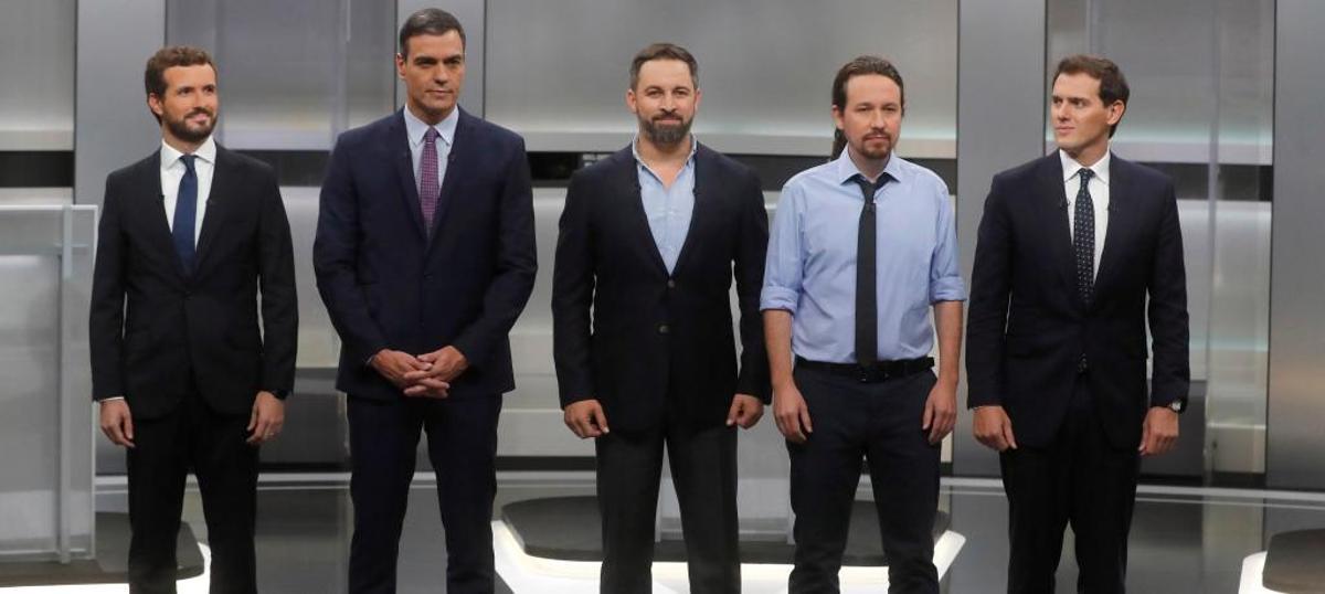 Los candidatos, en el último debate electoral.