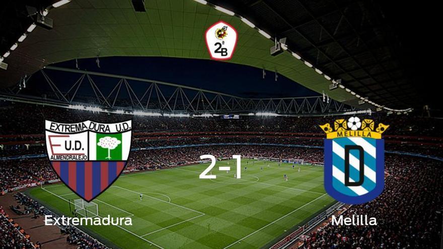 El Extremadura UD consigue la victoria en casa ante el Melilla (2-1)