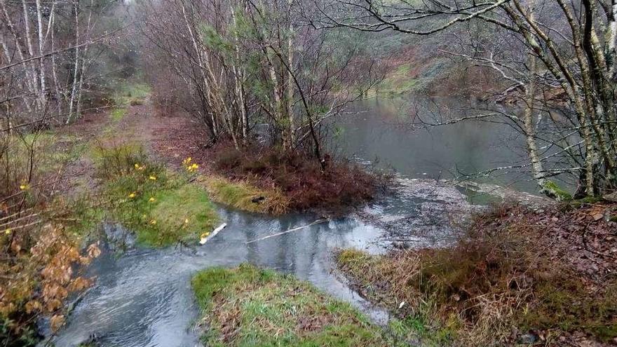 Punto en el que confluyen las aguas embalsadas con el río Brandelo. // Cedida por Aldea Viva