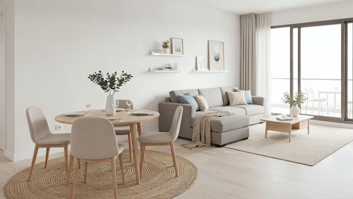 Salón-comedor de la promoción Doña Rafaela en Fuengirola.