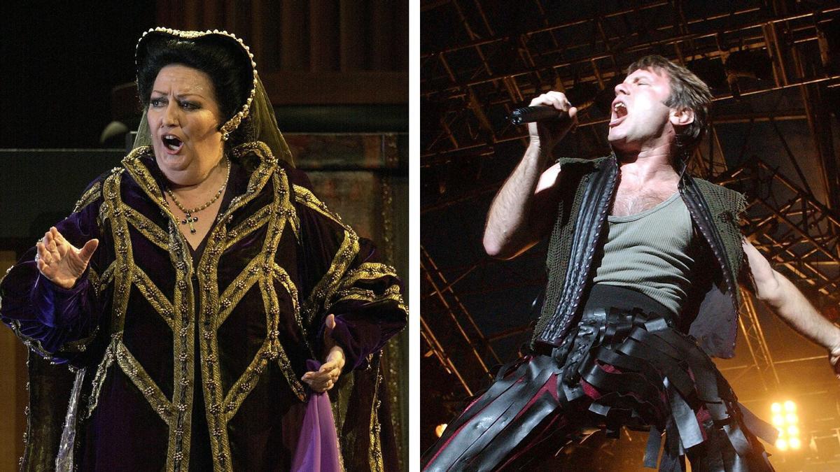 La cantante de ópera Montserrat Caballé y Bruce Dickinson, vocalista de Iron Maiden.