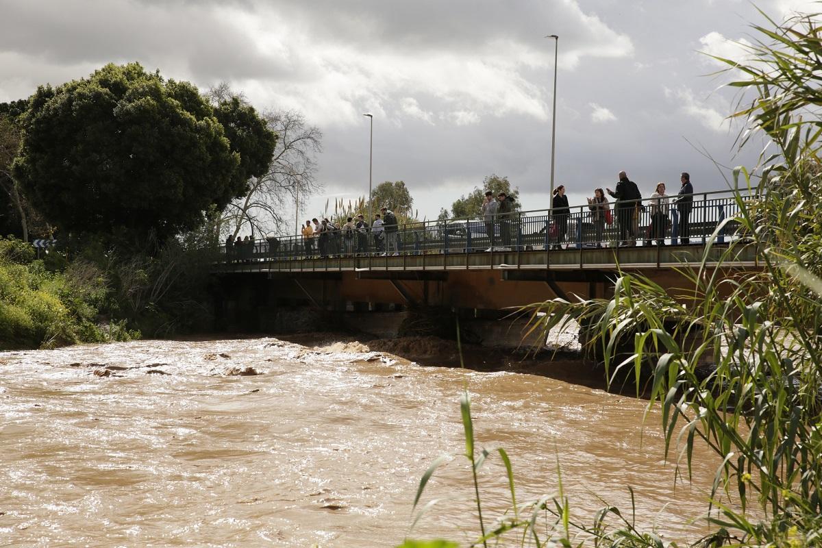 Crecida del río Guadalhorce as su paso por Cártama.