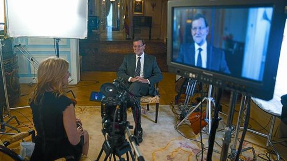 Mariano Rajoy, entrevistado ayer por la cadena de la agencia Bloomberg.