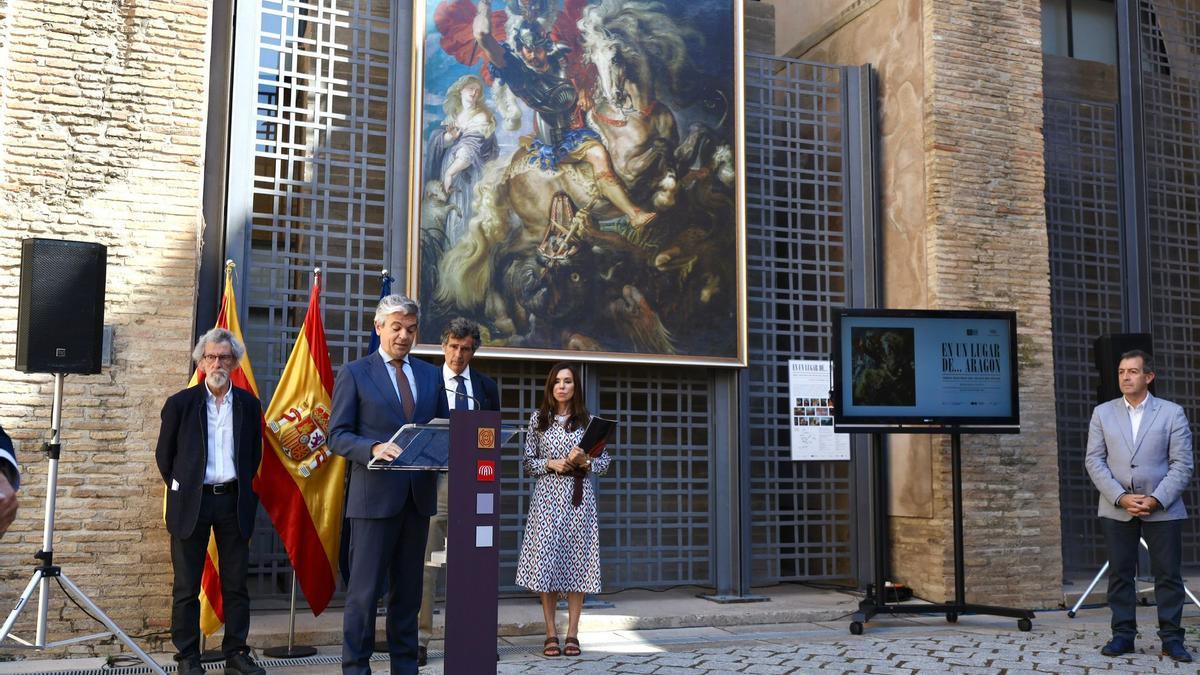 La réplica del cuadro de San Jorge de Rubens ya cuelga en la Aljafería.