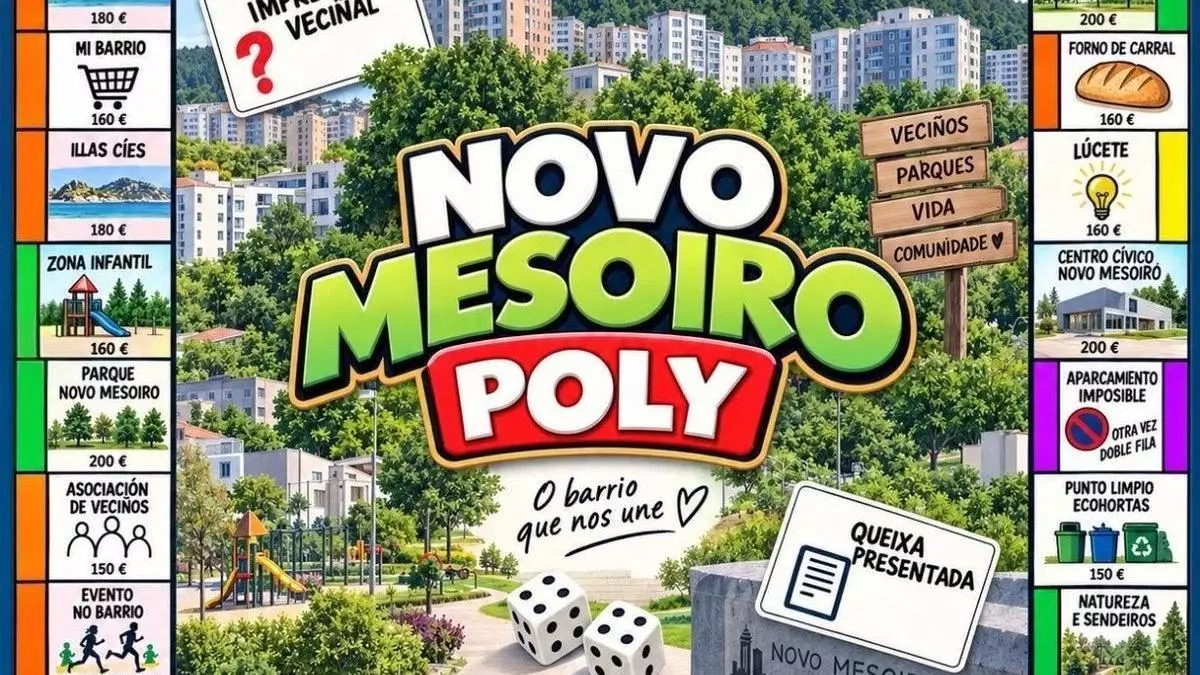 Los vecinos de Novo Mesoiro crean la versión coruñesa del Monopoly: "Va de esas cosas que solo entendemos aquí"