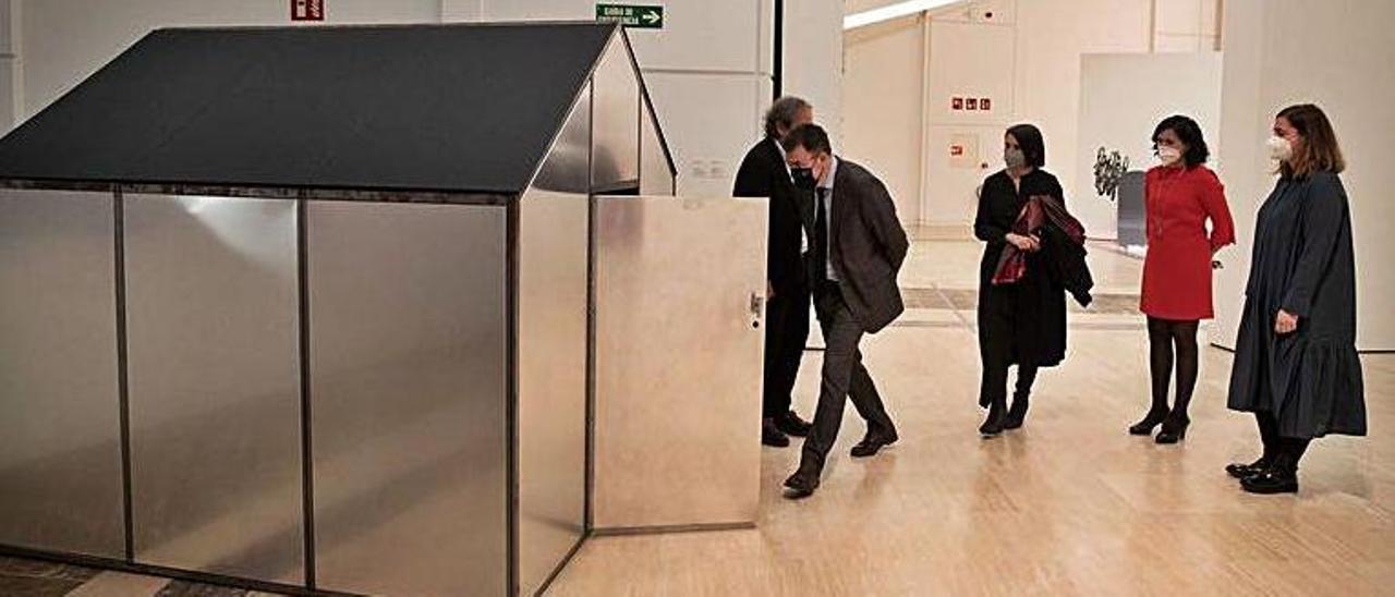 Inauguración da mostra de obras da Fundación RAC na Cidade da Cultura (Santiago de Compostela). |