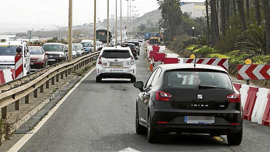 Imagen reciente de las obras a su paso por el Palmeral.