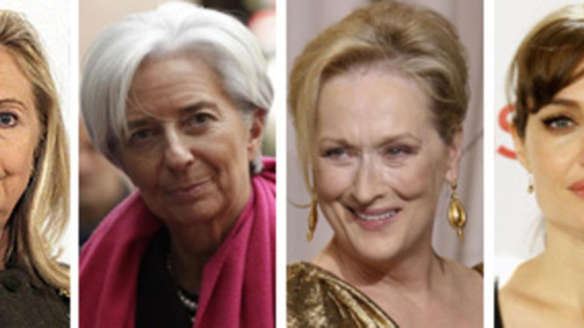 De izquierda a derecha, Hillary Clinton, Christine Lagarde, Meryl Streep y Angelina Jolie.