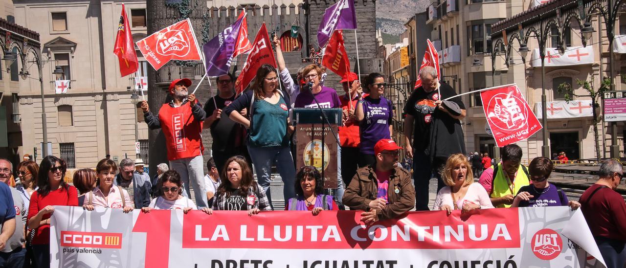 Manifestación del 1 de mayo en Alcoy en 2019.