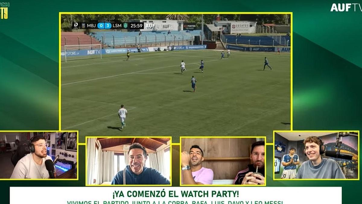 Leo Messi y Luis Suárez, en el directo del partido de Deportivo LSM