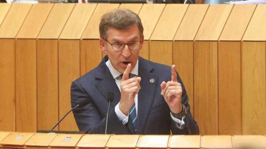 Feijóo, durante su comparecencia ayer en el Parlamento.