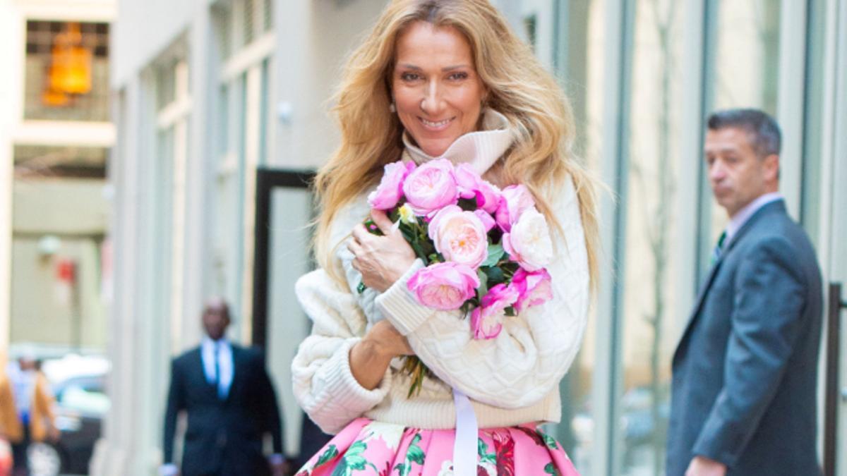 Celine Dion, con un vestido a lo Carrie Bradshaw en Nueva York.