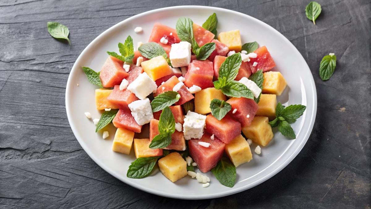 Una ensalada hecha con mango