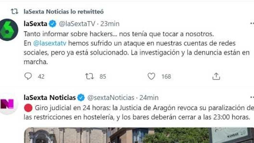 Imagen del &#039;tuit&#039; publicado por La Sexta anunciando una investigación.