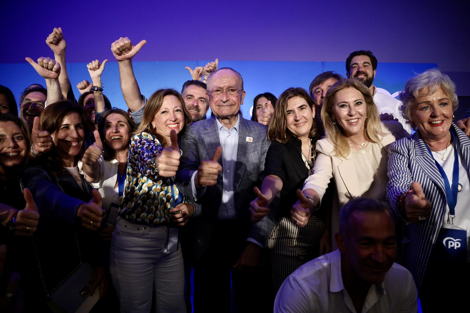 El PP de Málaga celebra la victoria de Paco de la Torre el 28M