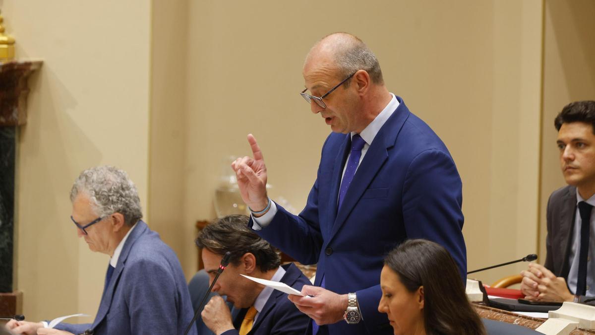 El consejero Víctor Marín durante su intervención este viernes en la Asamblea.