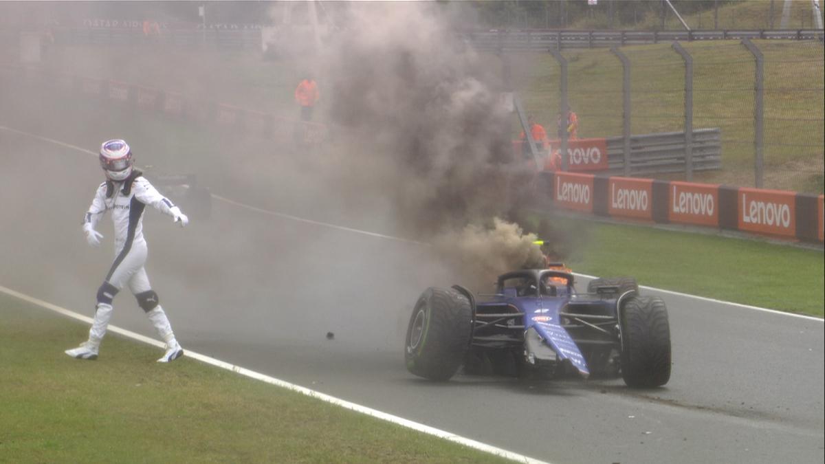 Sargeant ha salido rápidamente del coche, que se ha incendiado tras el violento impacto