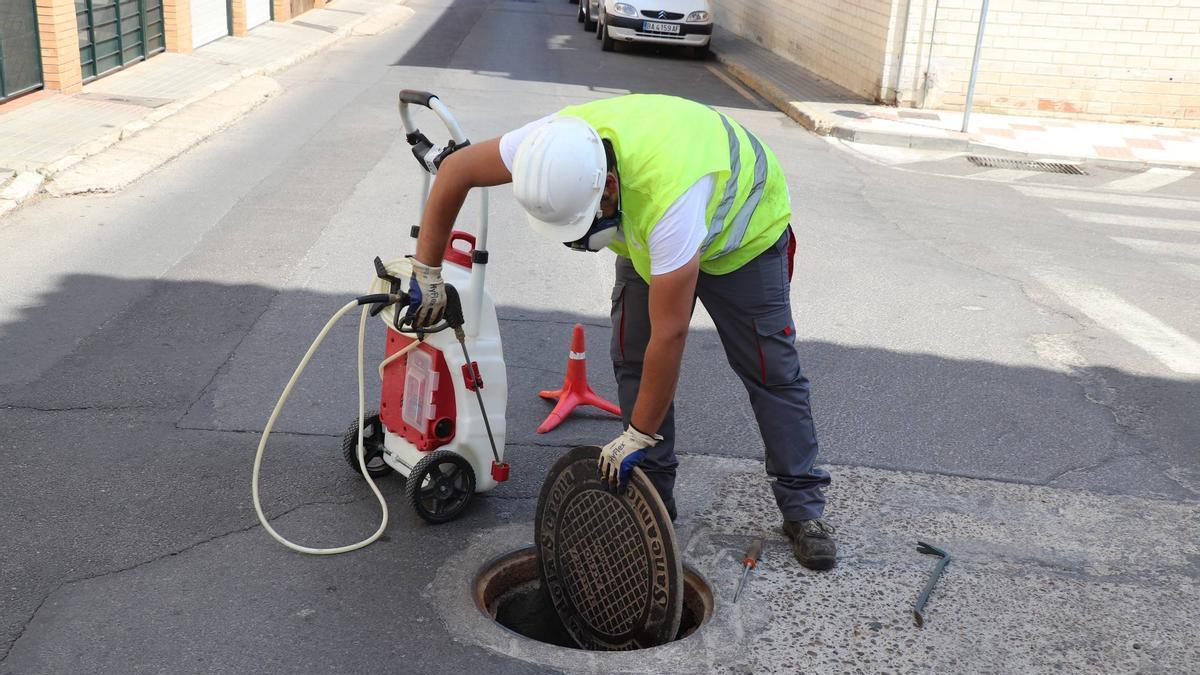 Un operario realiza labores de control de plagas.