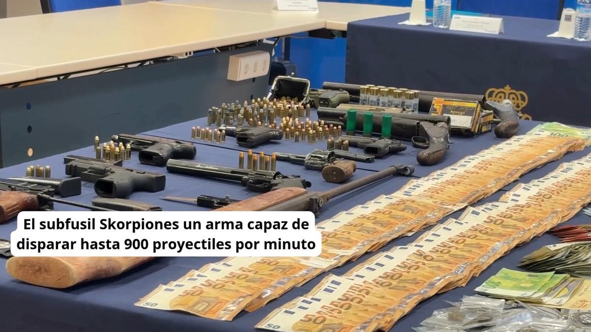 Armas decomisadas en la operación policial en el barrio malagueño de La Trinidad