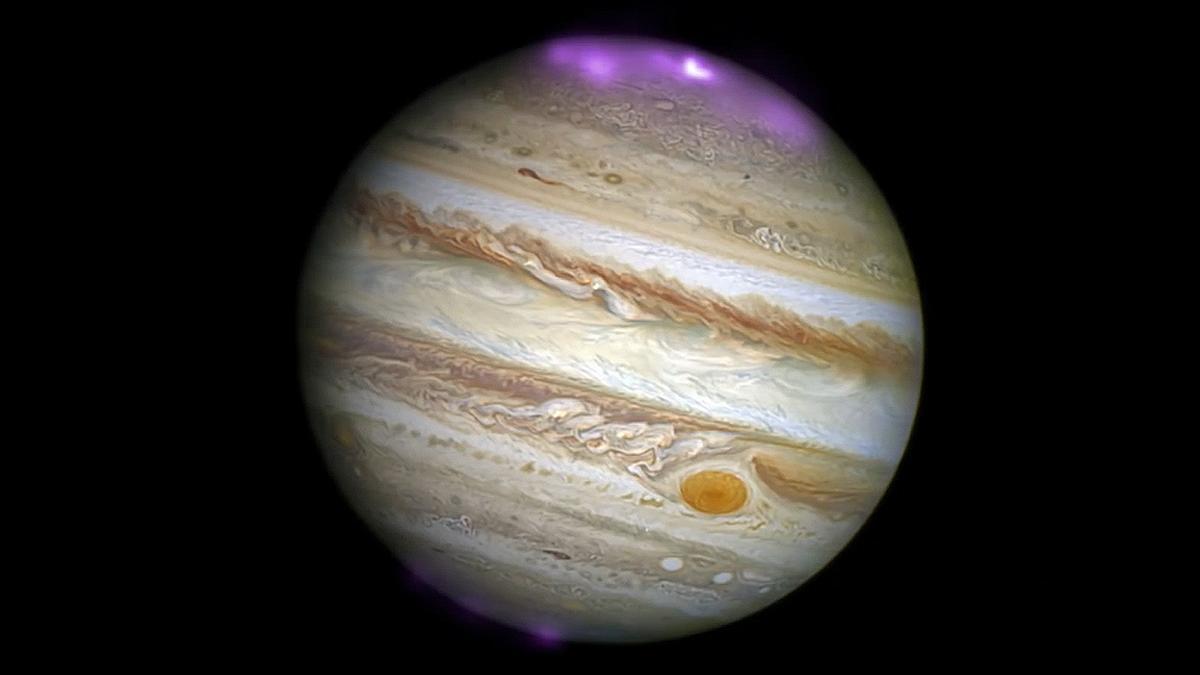 Una recreación de las auroras de rayos X de Júpiter.