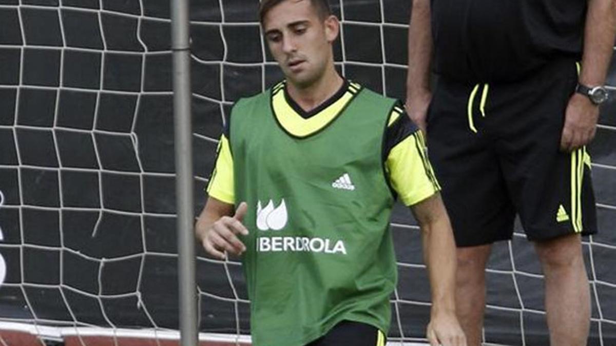 Alcácer, durante una sesión preparatoria con la selección española