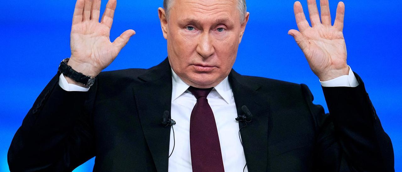 El presidente ruso, Vladímir Putin, durante la rueda de prensa de este jueves en Moscú.