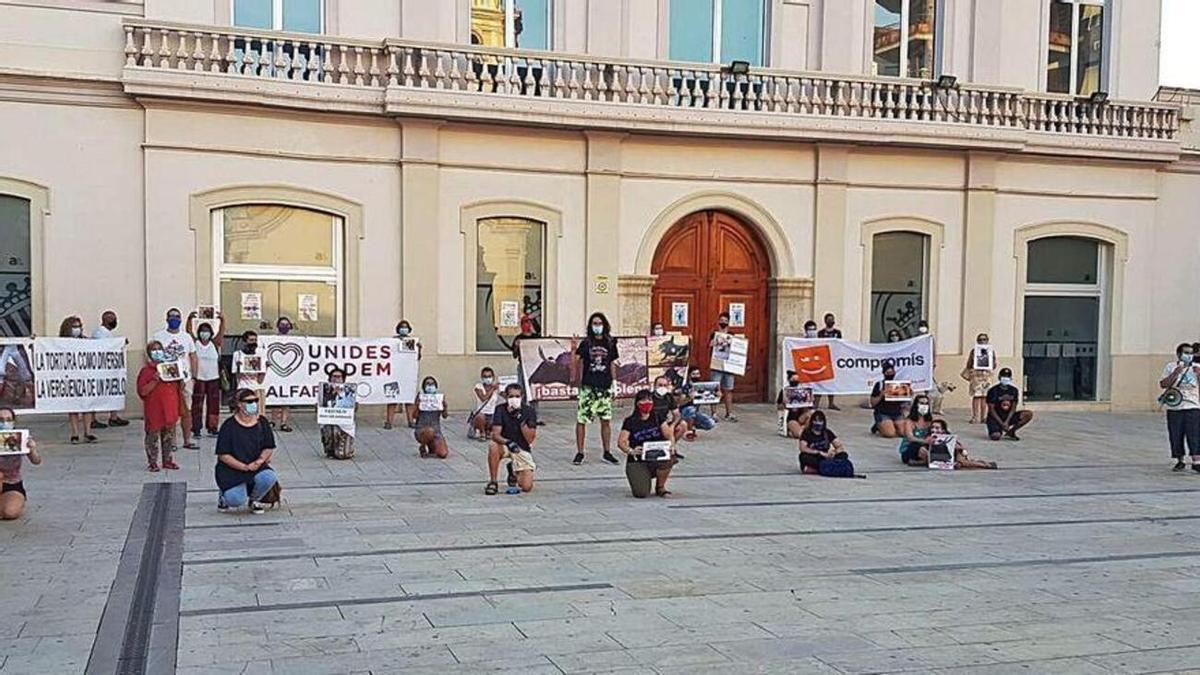 Una de las protestas antitaurinas realizadas en Alfafar.