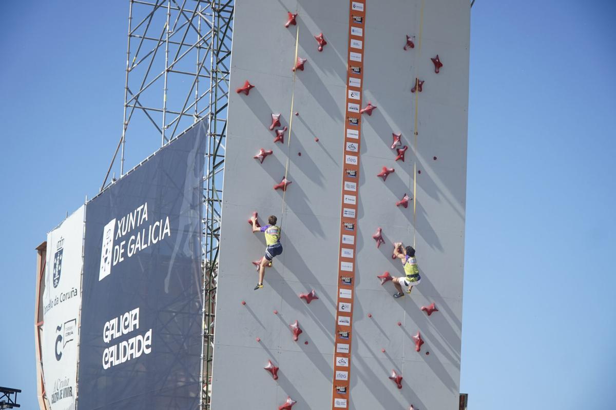 Final del Open juvenil de Escalada de Velocidad en GRAVITEO A Coruña Xacobeo