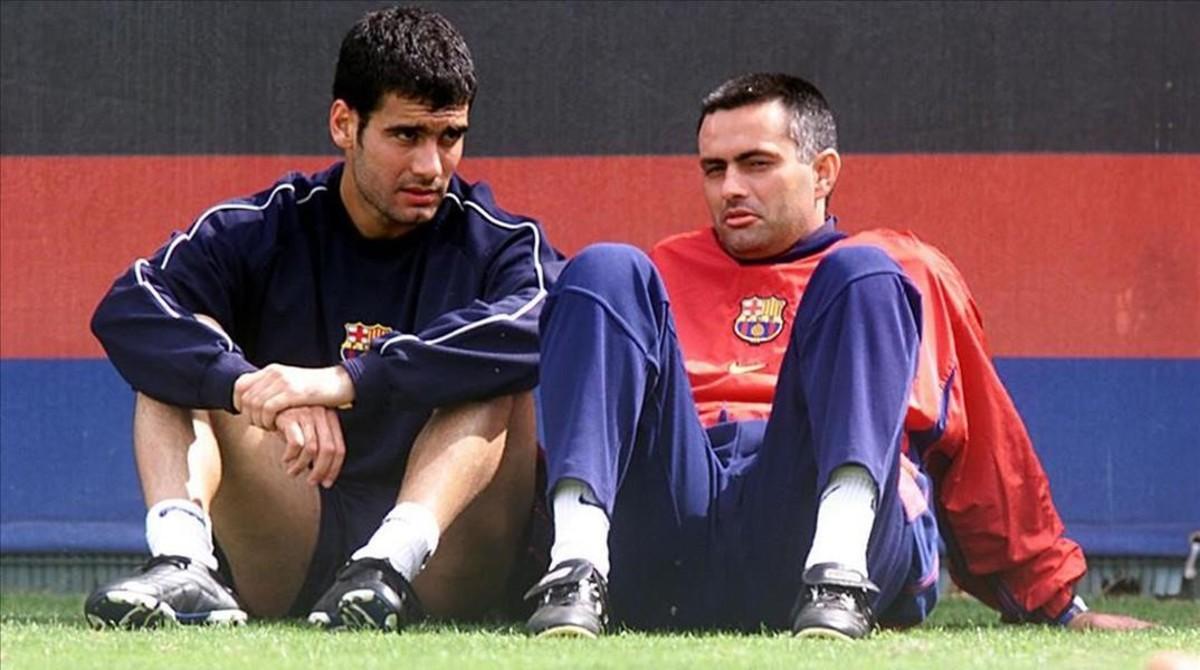 Pep Guardiola y Jose Mourinho, cuando compartían vestuario bajo el mando de Bobby Robson.