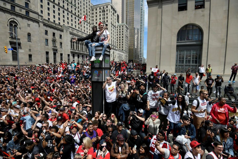 Los Raptors celebran el título de la NBA