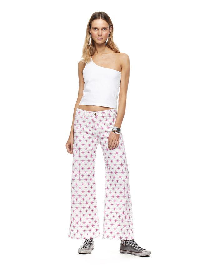 Pantalón 'wide leg' estampado estrellas de Nícoli