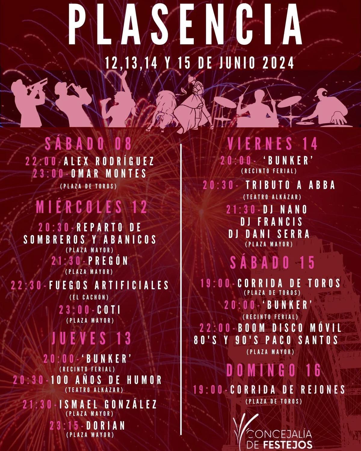 Programación de la feria de Plasencia.