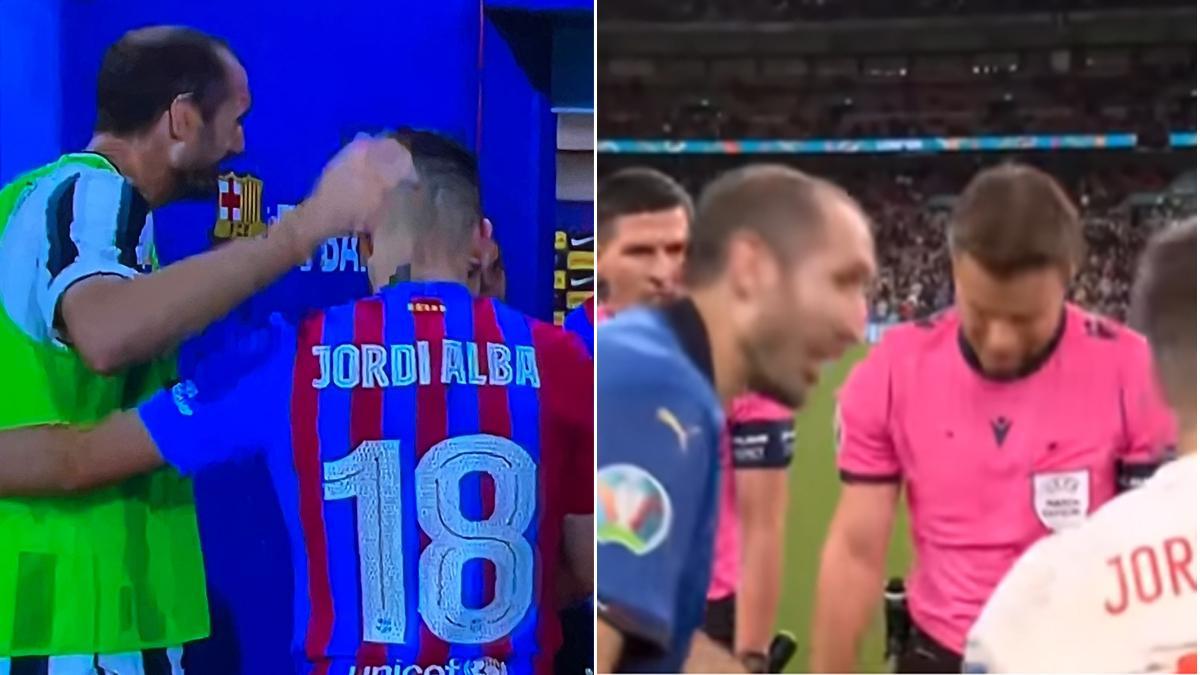 El reencuentro entre Chiellini y Jordi Alba