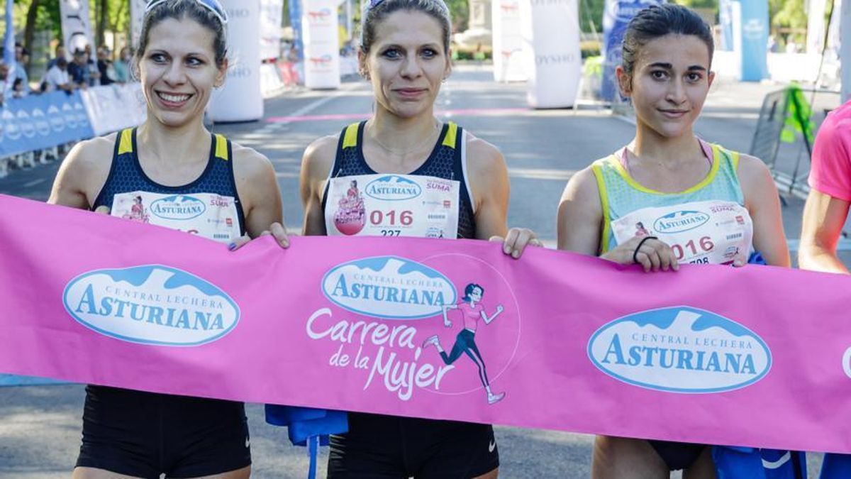 Las vencedoras de la Carrera de la Mujer disputada en Madrid este pasado domingo.