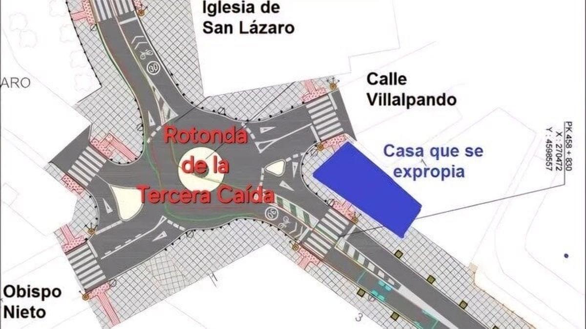 Plano de dónde se ubicaría la rotonda