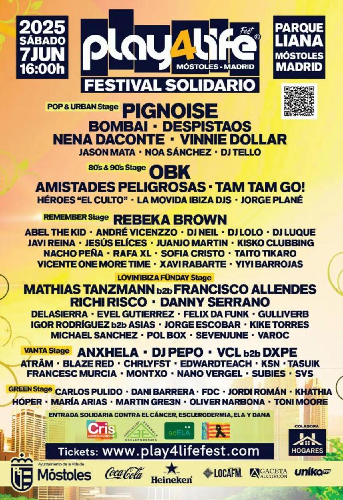 Artistas en el concierto solidario Play4life en Móstoles.