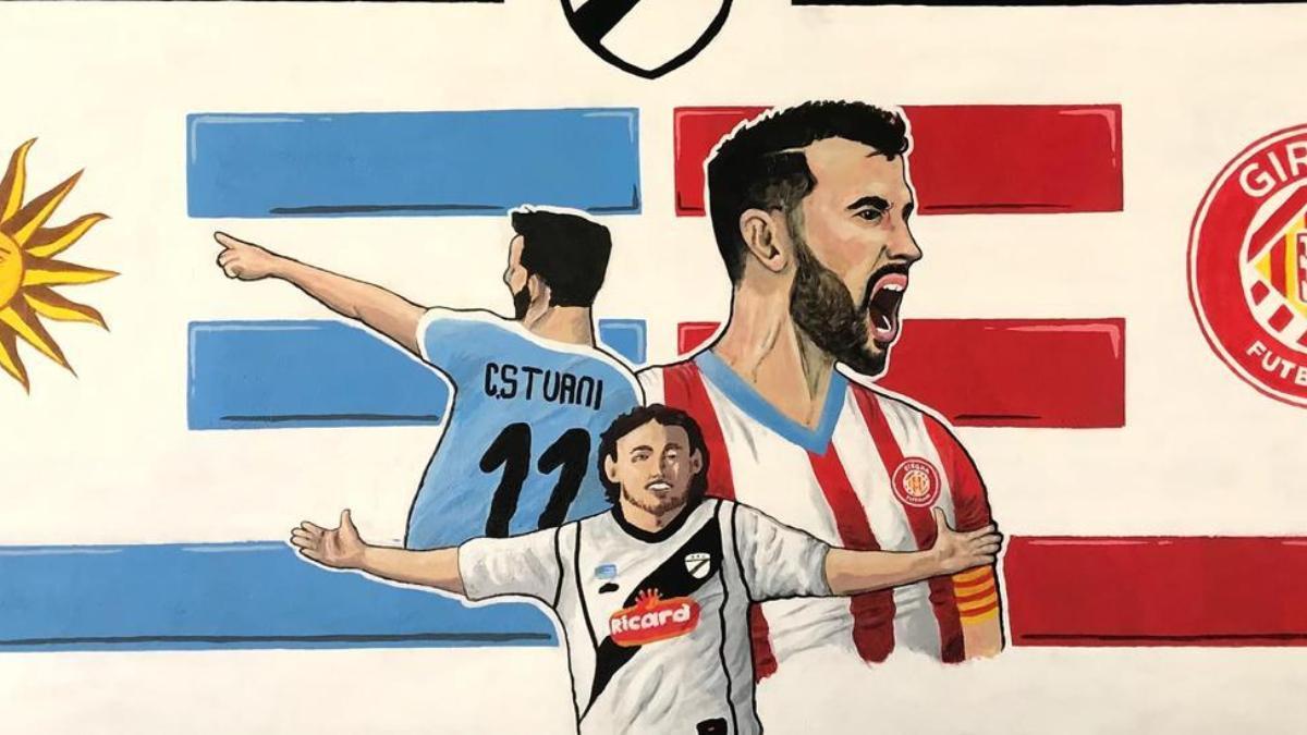El mural en honor a Stuani en Montevideo
