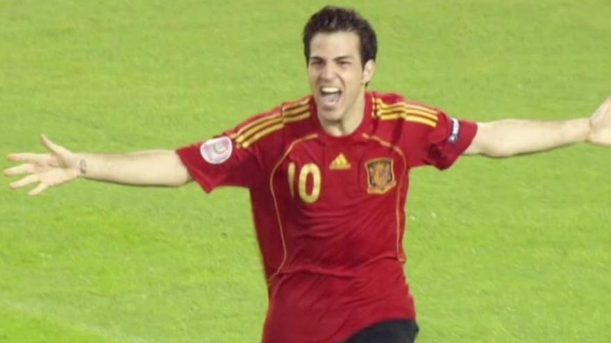 Cesc Fàbregas celebrant un gol de l&#039;Eurocopa el 2008