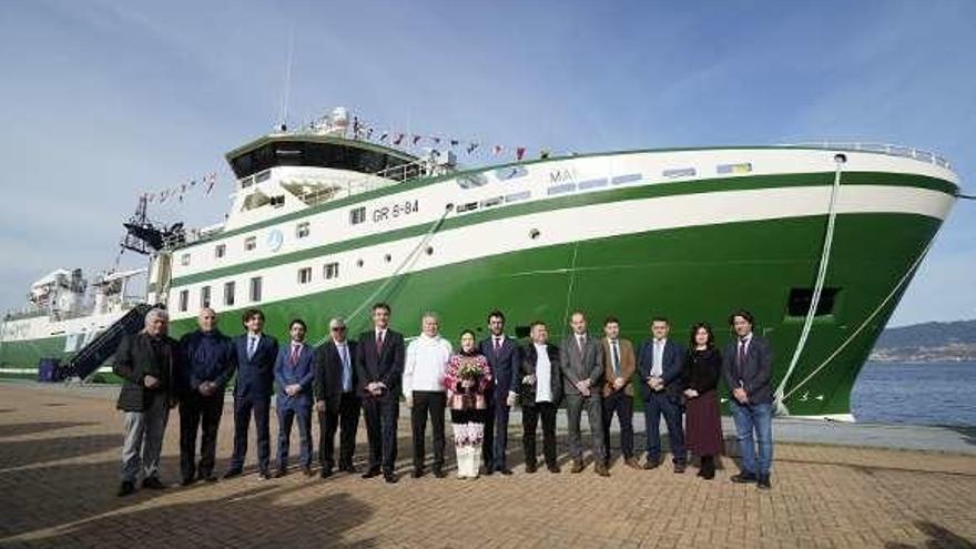 Acto de entrega del &quot;Markus&quot; ayer en el puerto de Vigo. // Freire Shipyard