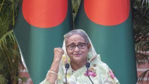 La primera ministra de Bangladesh, Sheikh Hasina, este lunes en Dacca.