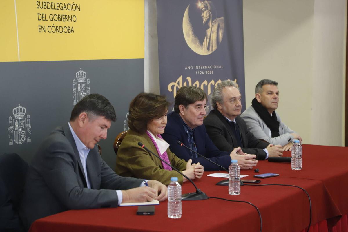 Carmen Calvo, Luis García Montero, Manuel Pimentel, Emilio González y Antonio Manuel Rodríguez presentan los actos en conmemoración del 900 aniversario de Averroes.