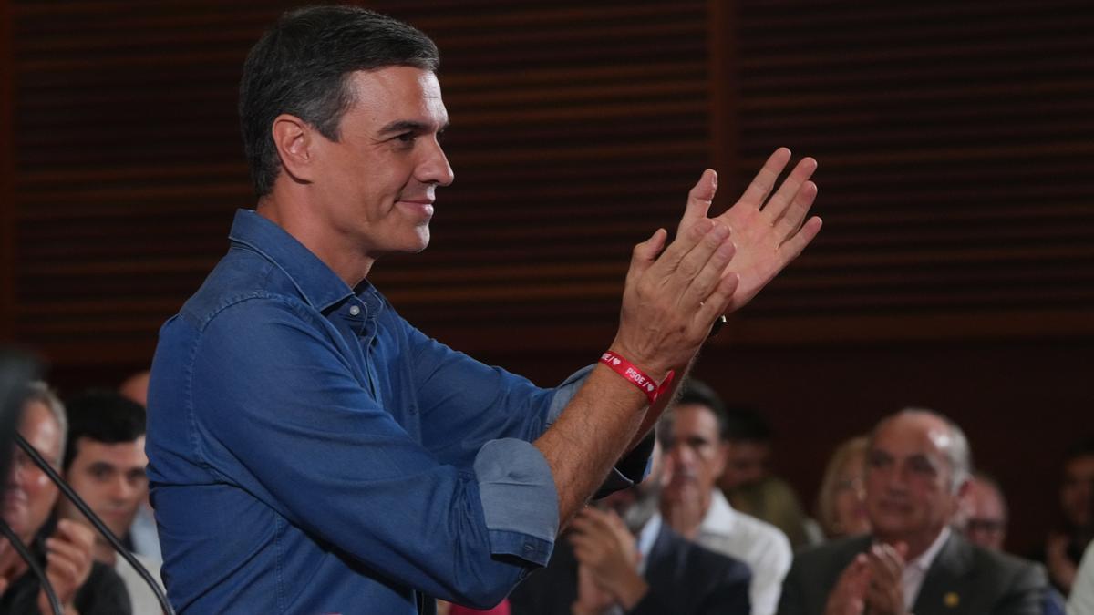 El presidente del Gobierno en funciones, Pedro Sánchez, en un acto del PSOE durante esta campaña electoral. El presidente del Gobierno en funciones, Pedro Sánchez, en un acto del PSOE durante esta campaña electoral.