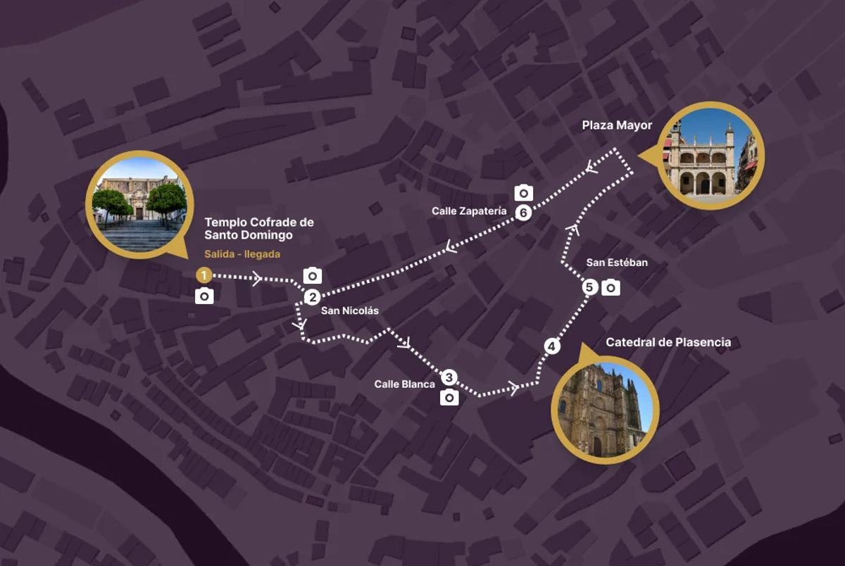 Itinerario de la procesión del Cristo de la Columna de Plasencia.
