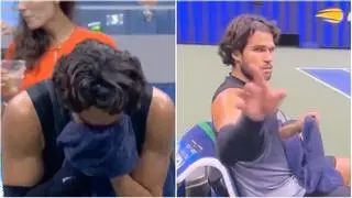 Ya le advirtió Alcaraz al cámara: el momento en el que el tenista vomita en medio del partido