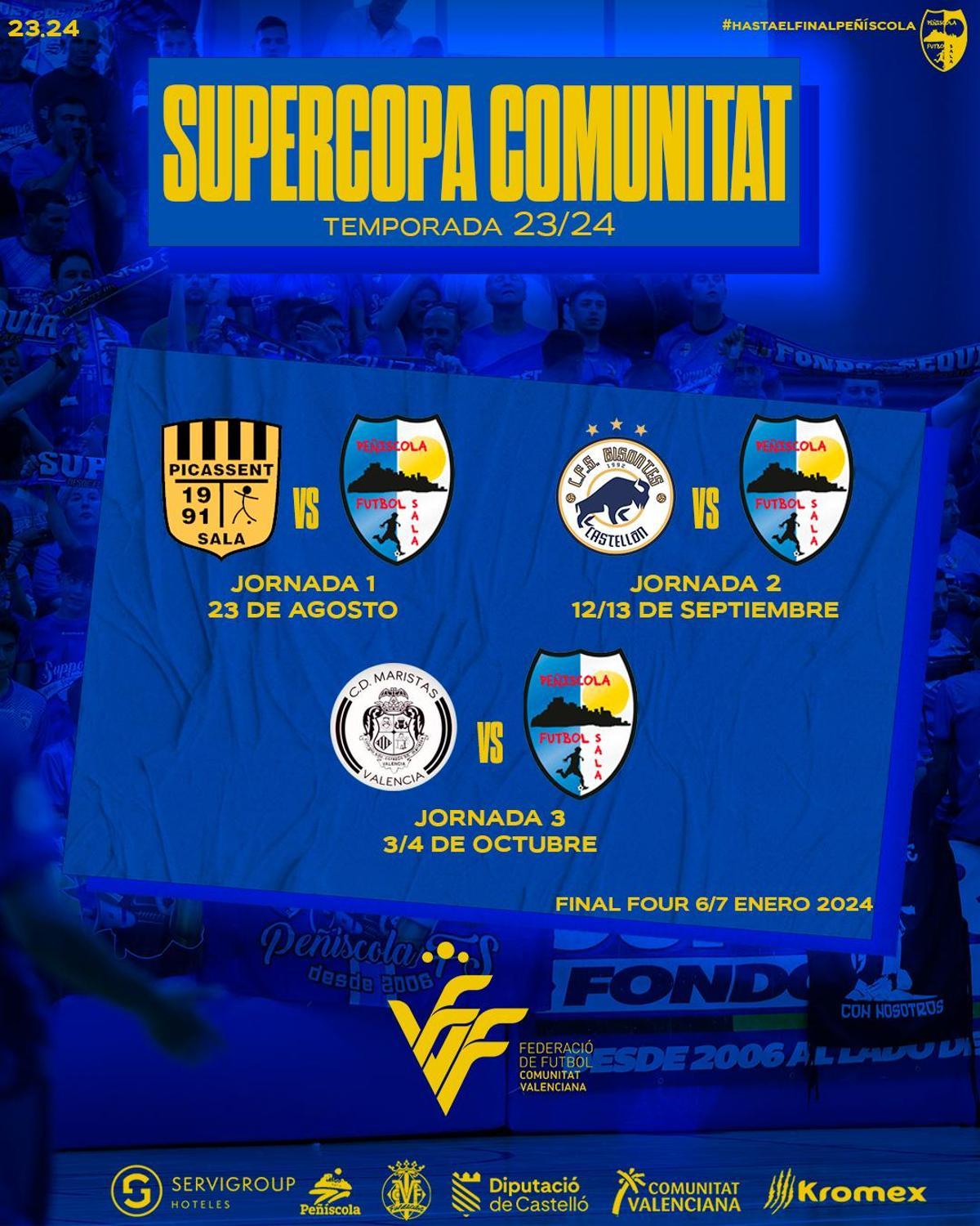 Cartel de la nueva competición de fútbol sala de la Federació de Futbol de la Comunitat Valenciana, la novedosa Supercopa Comunitat.