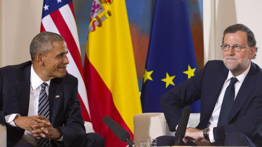El president dels Estats Units, Barack Obama, amb el president espanyol en funcions, Mariano Rajoy.