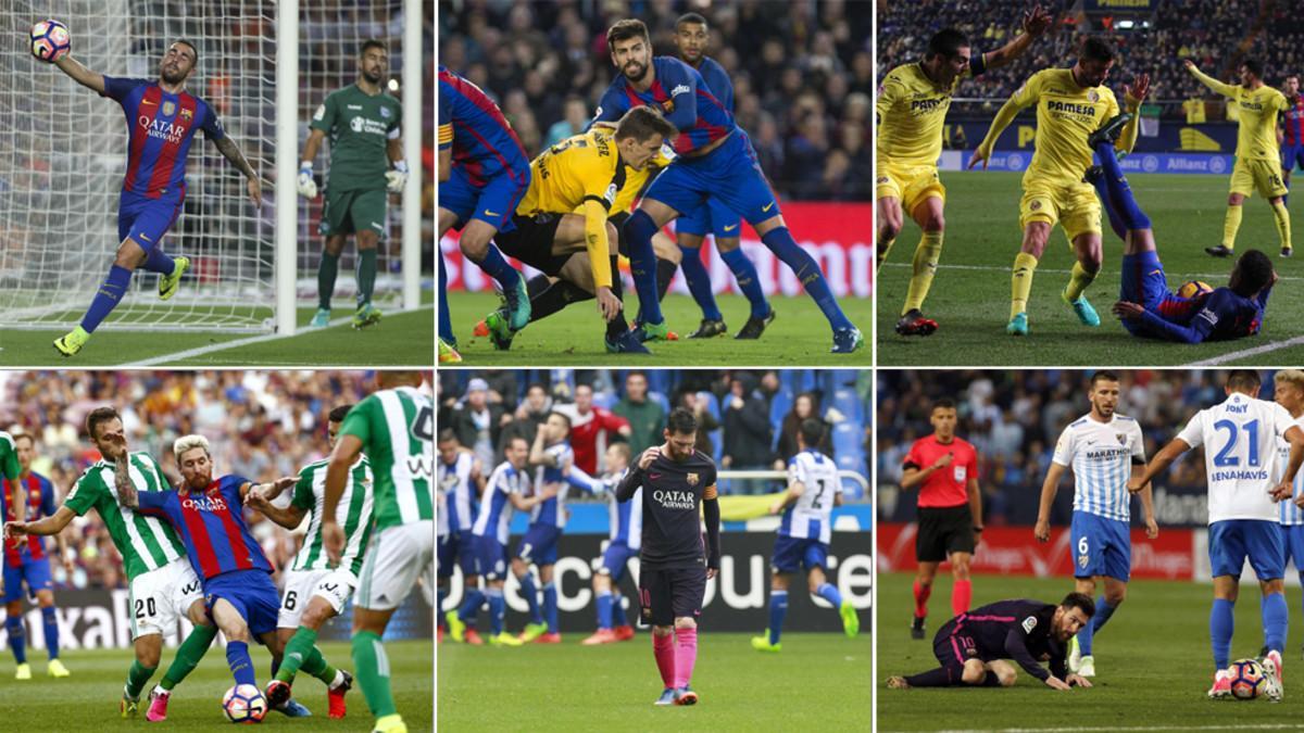 El Barça se dejó sus opciones al título de Liga en seis partidos clave